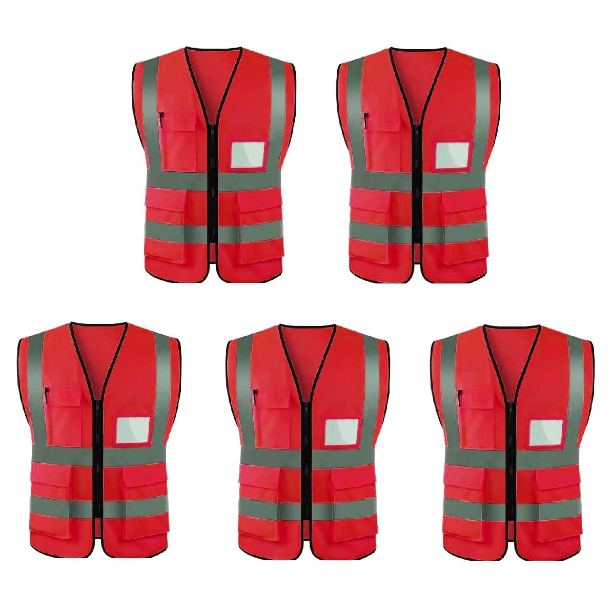 WWBDZSWHi Vis Reflective Vest,High Visibility Reflective Safety Waistcoat,Mesh Waistcoat Executive Manager Jacket Workwear with Zip,5 Pockets,Construction Uniform