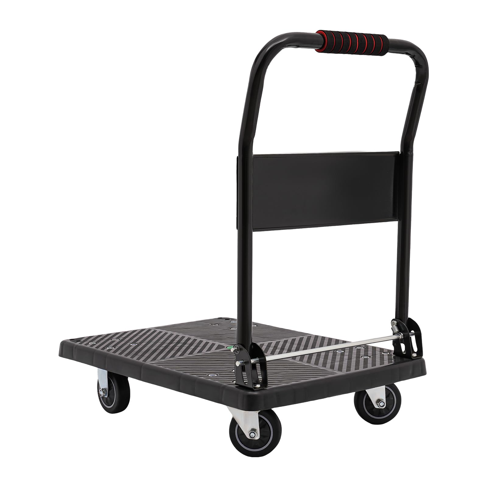 Chariot de transport pliable, chariot à plateforme, capacité de charge jusqu'à 150 kg, aide au transport avec roulettes pivotantes, chariot pliable silencieux en acier pour ménages, logistique