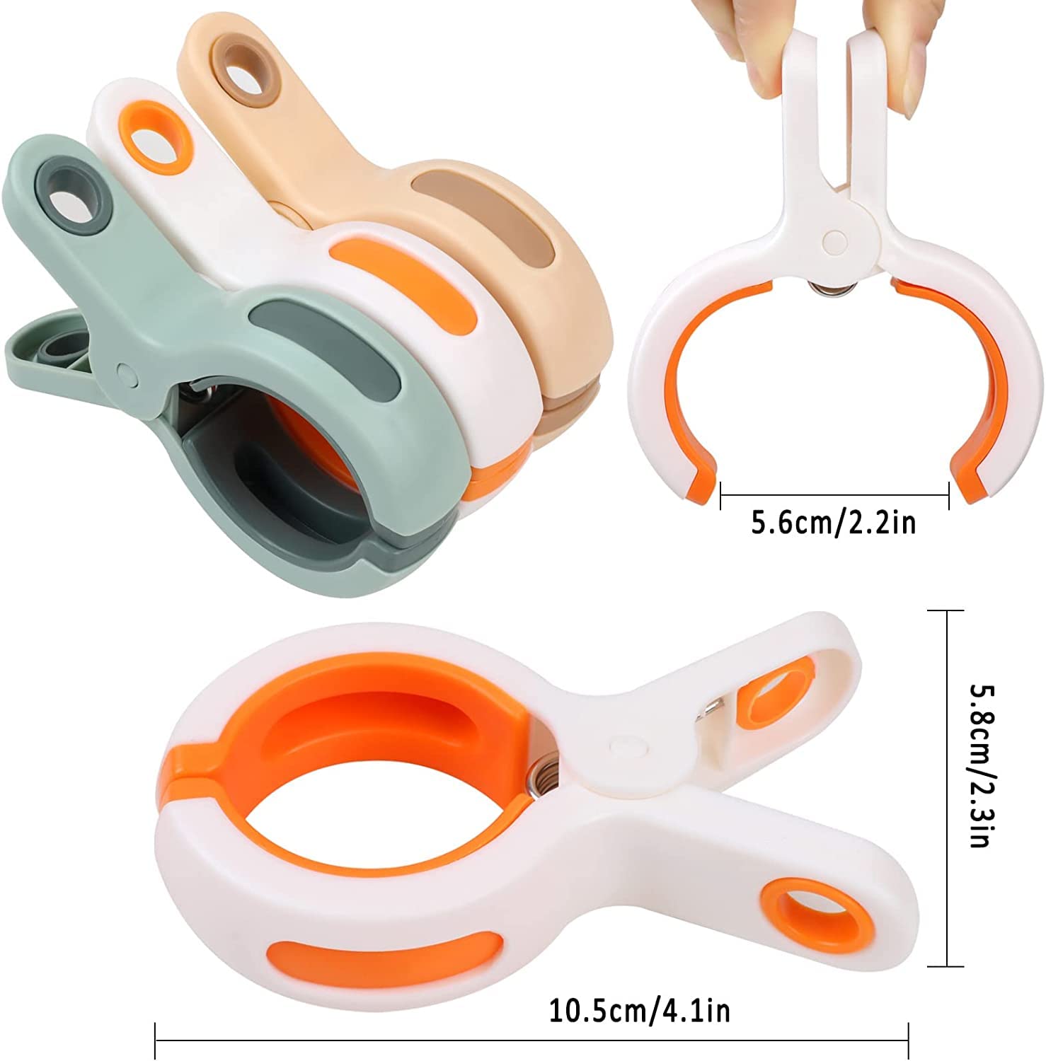 Set 4 mollette antivento in plastica per fissaggio telo mare -Giallo