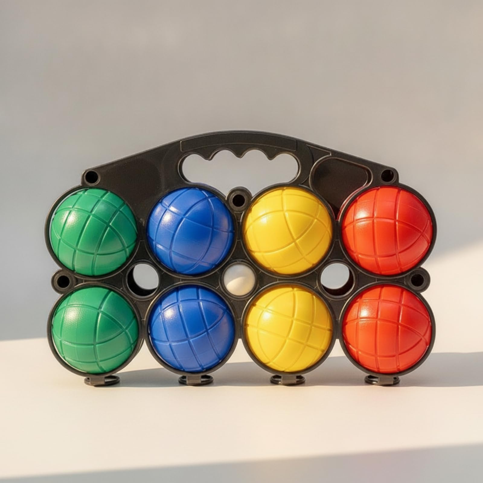 Juego de Bocce Set Juego de Bolas para Exterior con Relieve para Agarre y Bola Objetivo Portador con Huecos Asa de Transporte Material PVC Plástico Adecuado para Picnic Parque Playa