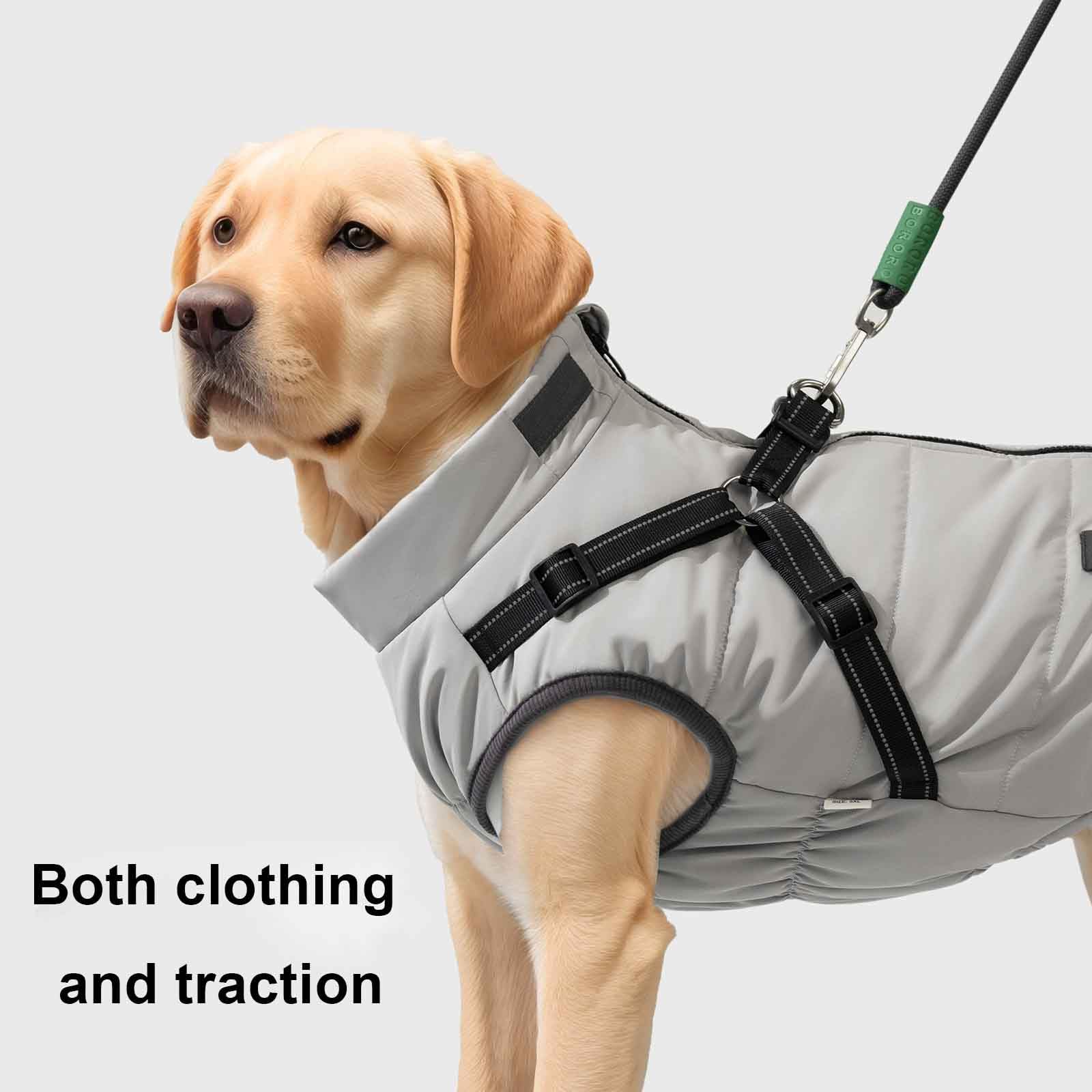 Hundemantel Winter, Hundemantel Wasserdicht Mit Verstellbares Hundegeschirr, Winddichte Hundeweste, Für Mittelgroße Und Große Hunde,4XL