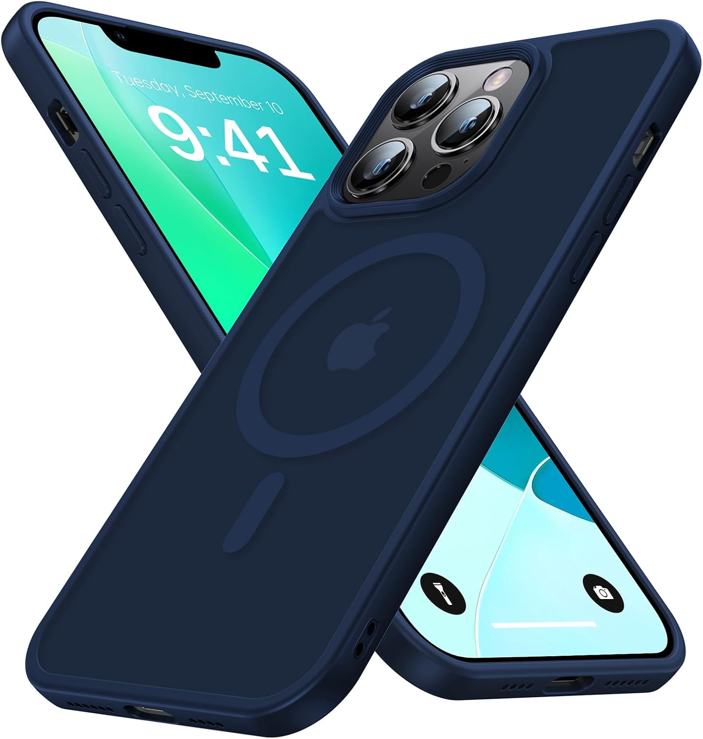 Magnetic for iPhone 14 Pro Case [Compatible with MagSafe] [Strong Magnetic] [10FT Military Grade Protective] Translucent Matte Slim Case for iPhone 14 Pro Phone Case (6.1"),Gradient Deep Blue