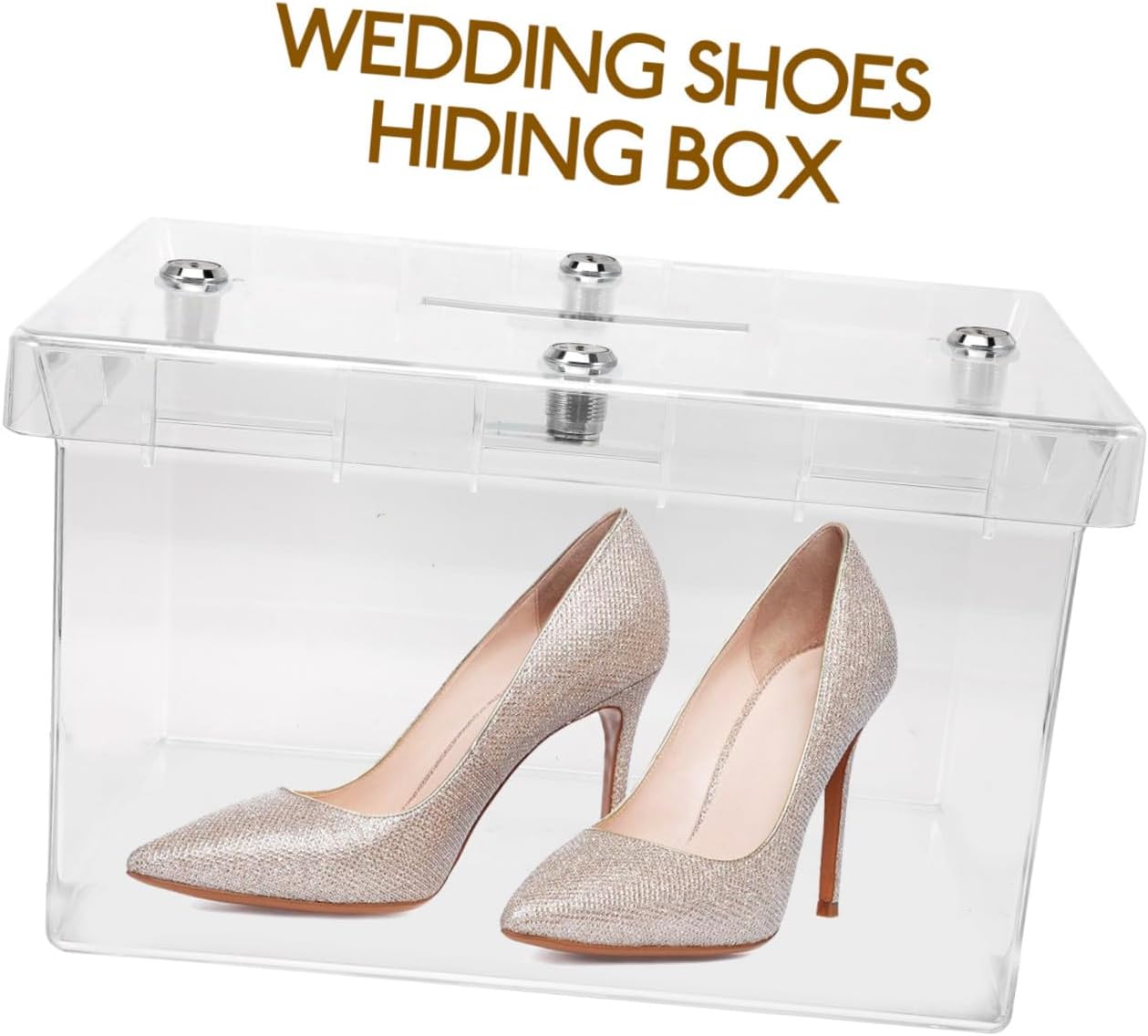 Wedding Shoes Hiding Box and Keys Acrylic Wedding Card Money Box for Party Reception and Game Prank Use
