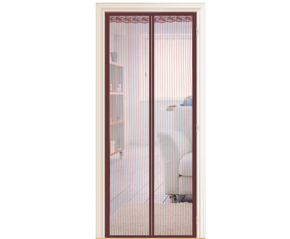 Magnetic Screen Door, Hanging Screen Door Self Sealing Snap Door Screen,Mesh Curtain - Full Frame Seal - Toddler And Dog Friendly - Fits Most Door Size,Brown,90X200CM(35 * 79in)