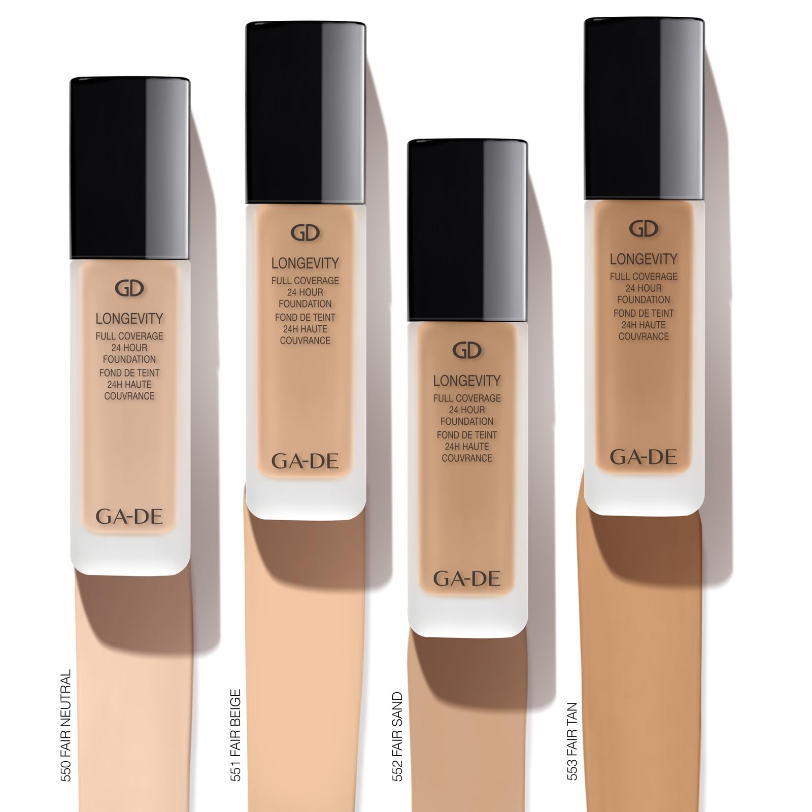 GA-DE Longevity Base de cobertura completa de 24 horas, 553, base en crema ligera, ultrasuave, maquillaje facial para un aspecto mate natural, 1 onza
