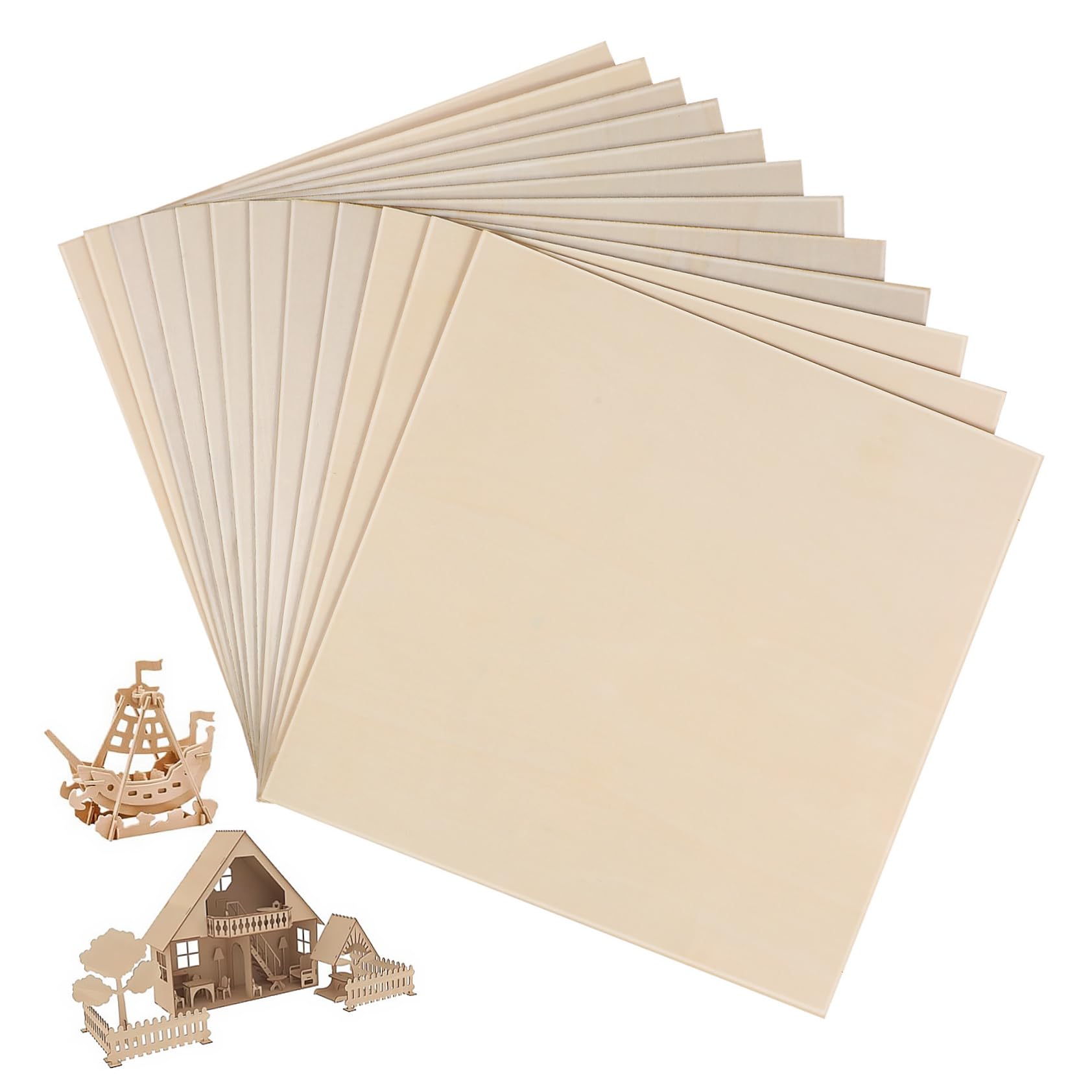 12 Pezzi Quadrati in Legno per Hobby Creativi e Decorazioni