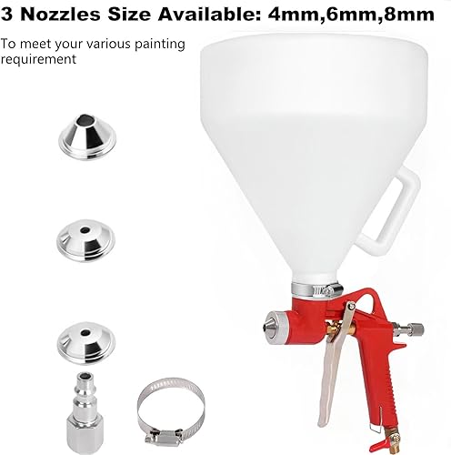 Miniatura 2 de Pistola pulverizadora de textura de aire, pulverizador de textura de paneles de yeso, 1.58 galones con boquilla de 0.157 in/0.236 in/0.315 in, Rojo