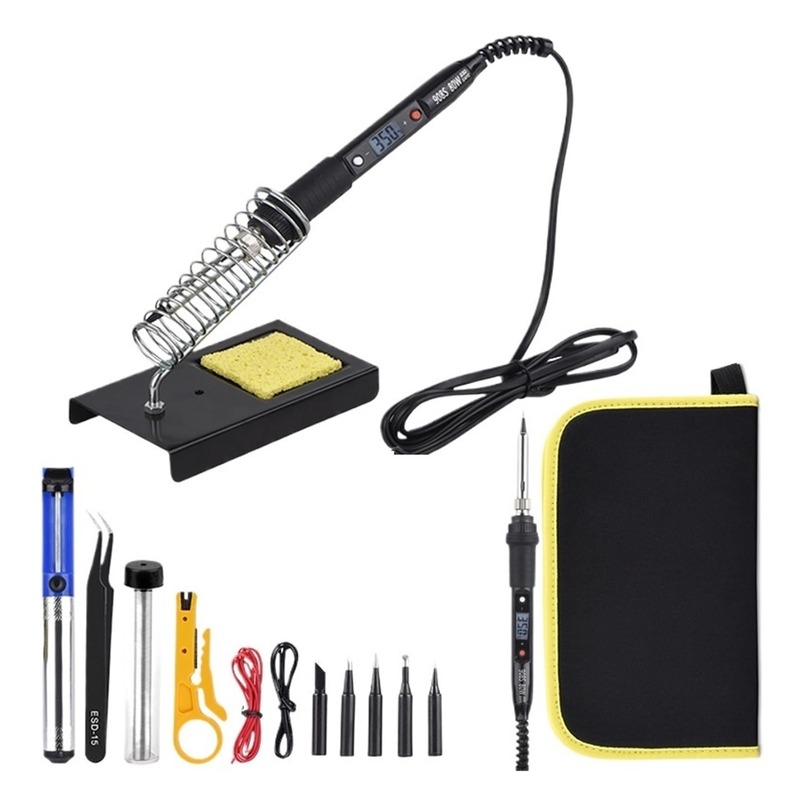 Kit De Fer À Souder Électrique Numérique 80W, Outil Soudage Température Réglable, Pointes Chauffantes En Céramique Facile Soudure Plus Fluide(SET6)