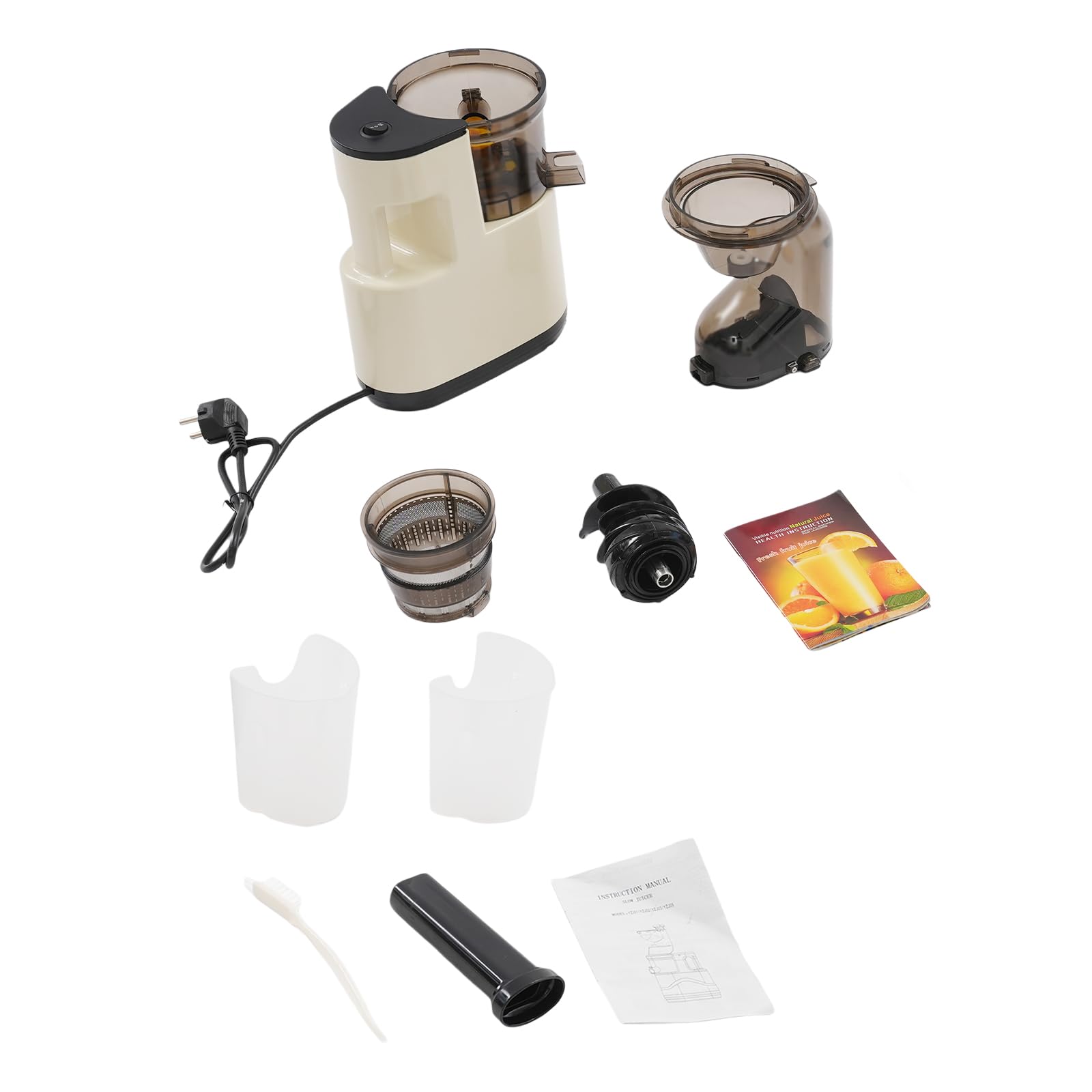Exprimidor eléctrico Slow Juicer, 500 W, exprimidor eléctrico para verduras y frutas, silencioso, con sistema antigoteo automático y sistema antigoteo, exprimidor con orificio de llenado de 14 cm