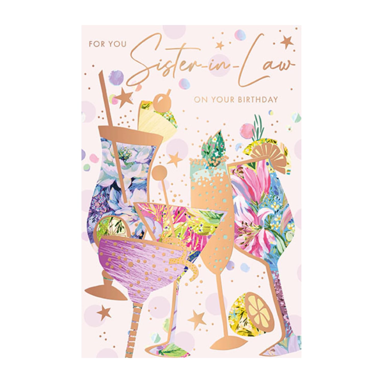 Sister-in-Law Birthday Card - Sister In-Law - Contemporary Floral Design - Special Finish and Illustrated Insert Leaf - Made in the UK - Eco-Friendly