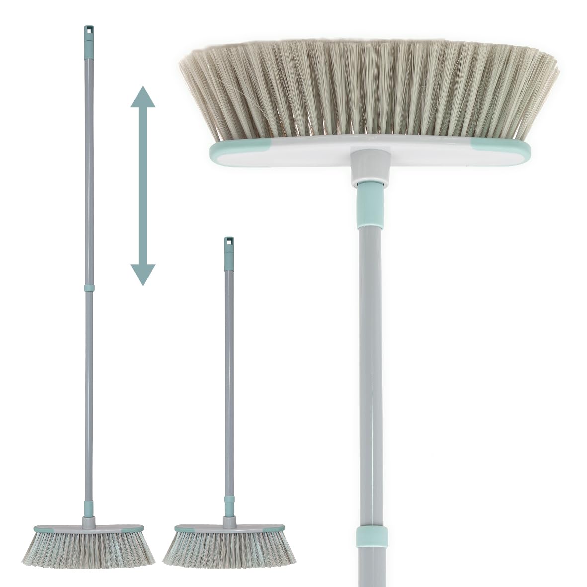 Anika 66059 Extendable Broom with Brush Head and Telescopic Pole/Versatile Floor Cleaning and Sweeping Indoor Brush for House, Kitchen, Wood Floor, Laminate, Tiles