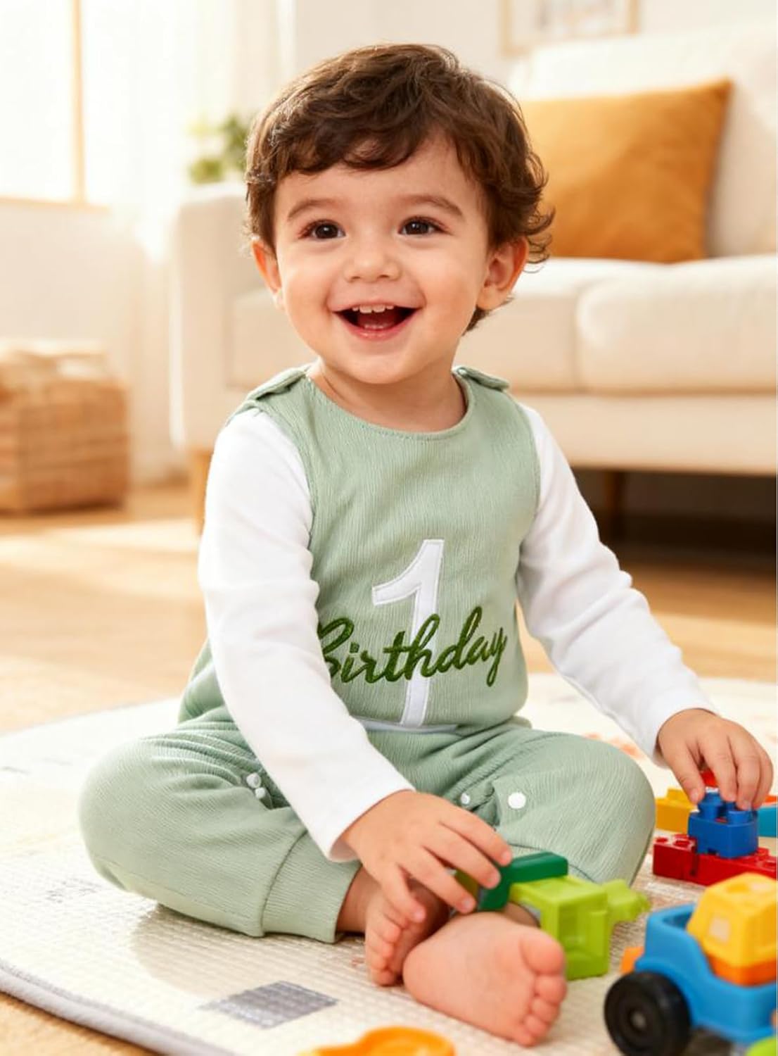 Viworld Baby Boy 1st Birthday Romper Infant Ribbed Jumpsuit Embroidery One Year Old Cake Smash Outfits - Image 7