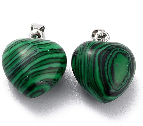 Miniatura 61 de Beadthoven - 10 dijes de piedra de corazón hinchado, piedras preciosas curativas para chakras, reiki, cuentas para hacer collares, joyas, día de San