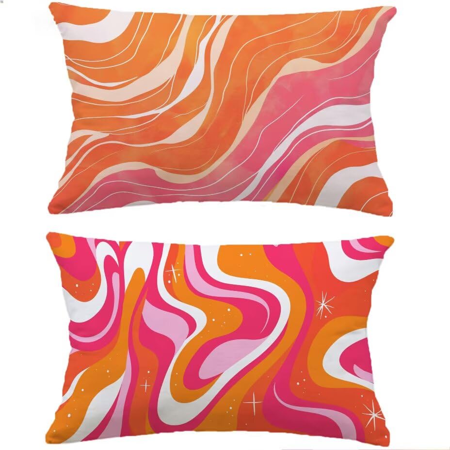 Housse de coussin de jardin texture lin rose haut de gamme imperméable 40x80 - 2