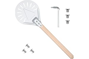 7 Inch Round Pizza Turner with 16 Inch Wooden Handle