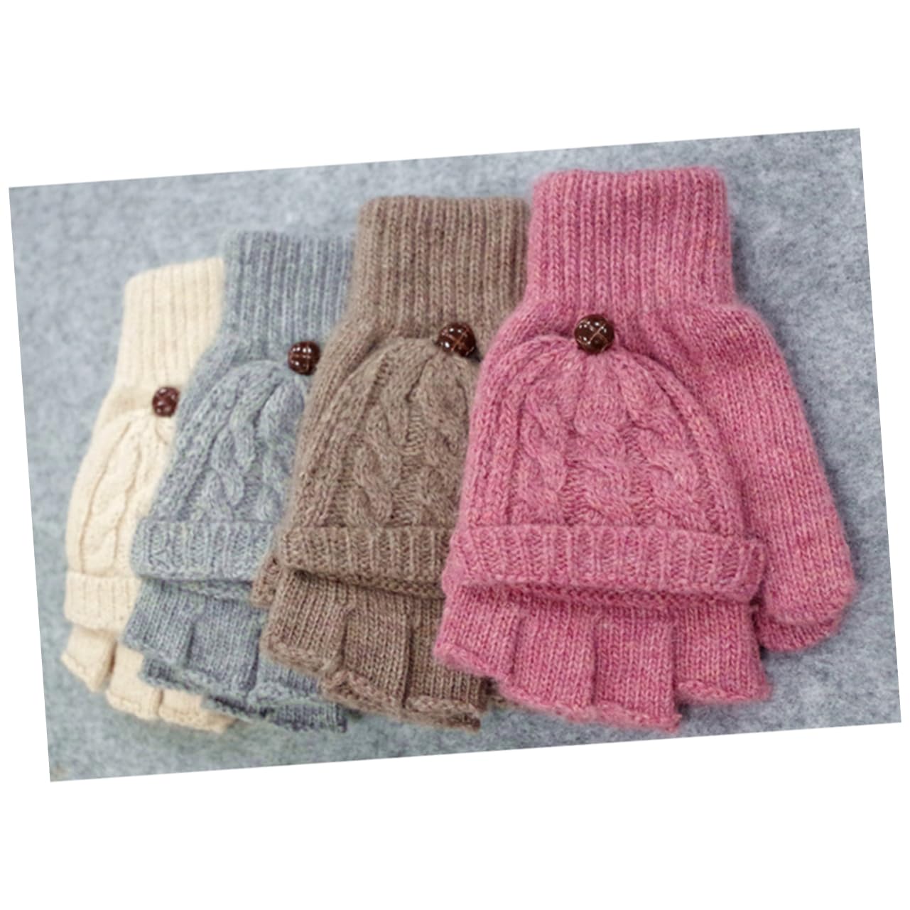 3piezas Guantes De Lana Sin Dedos Para Mujer Cálidos y Cómodos Con Cubierta De Mitones Para Invierno Marrón