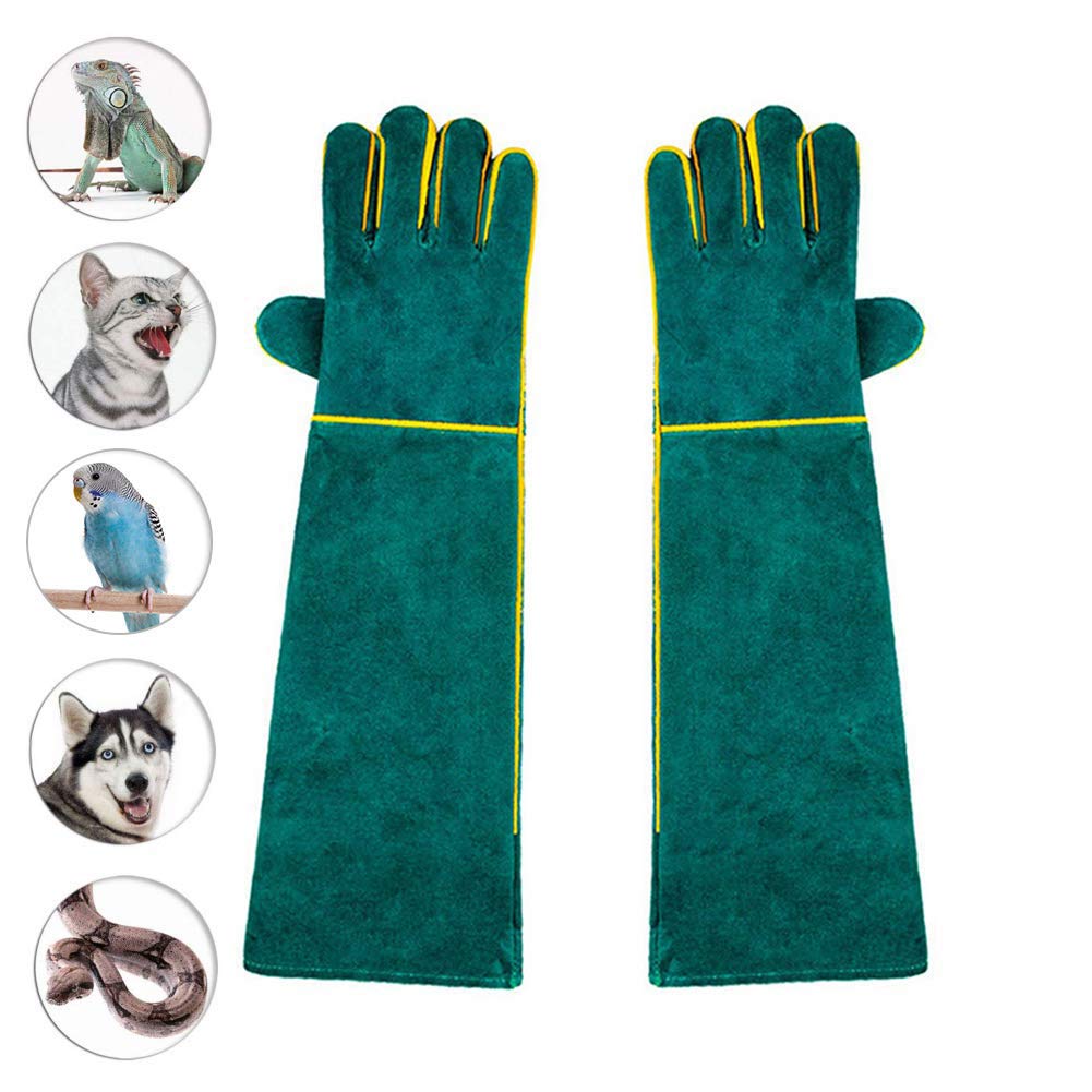 OMEM Animal Handling Gloves Full Leather Bite Proof Reptile Iguana Snake Lizard Scratch Resistant Protective Gloves Extra Long 23 Inch - Image 4