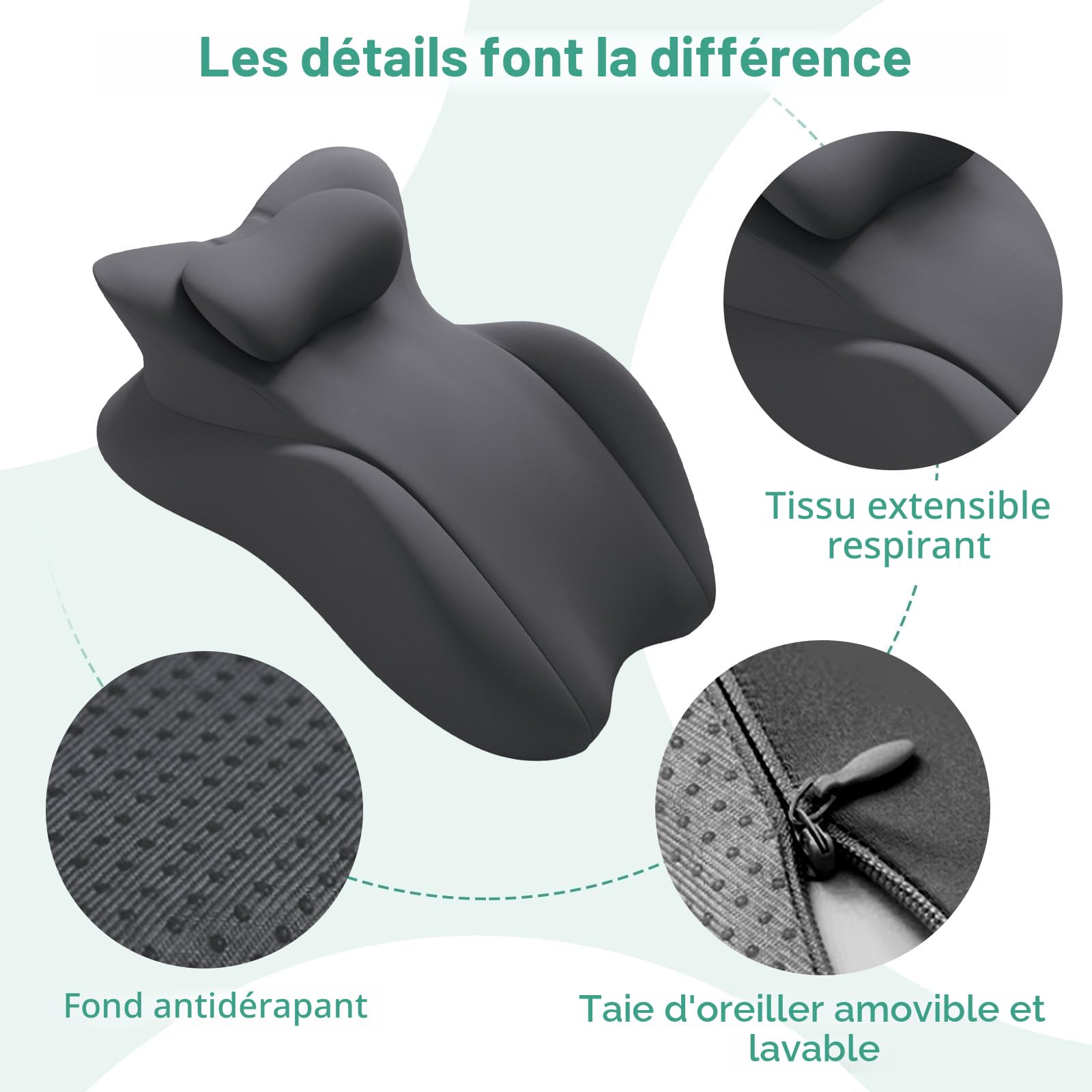 Oreiller Ergonomique en Mousse Mémoire, Oreiller de Lecture pour Confort en Position Assise, Soulagement des Douleurs du Dos, du Cou et des Jambes, Oreillers Coin pour Couple avec Housse Amovible