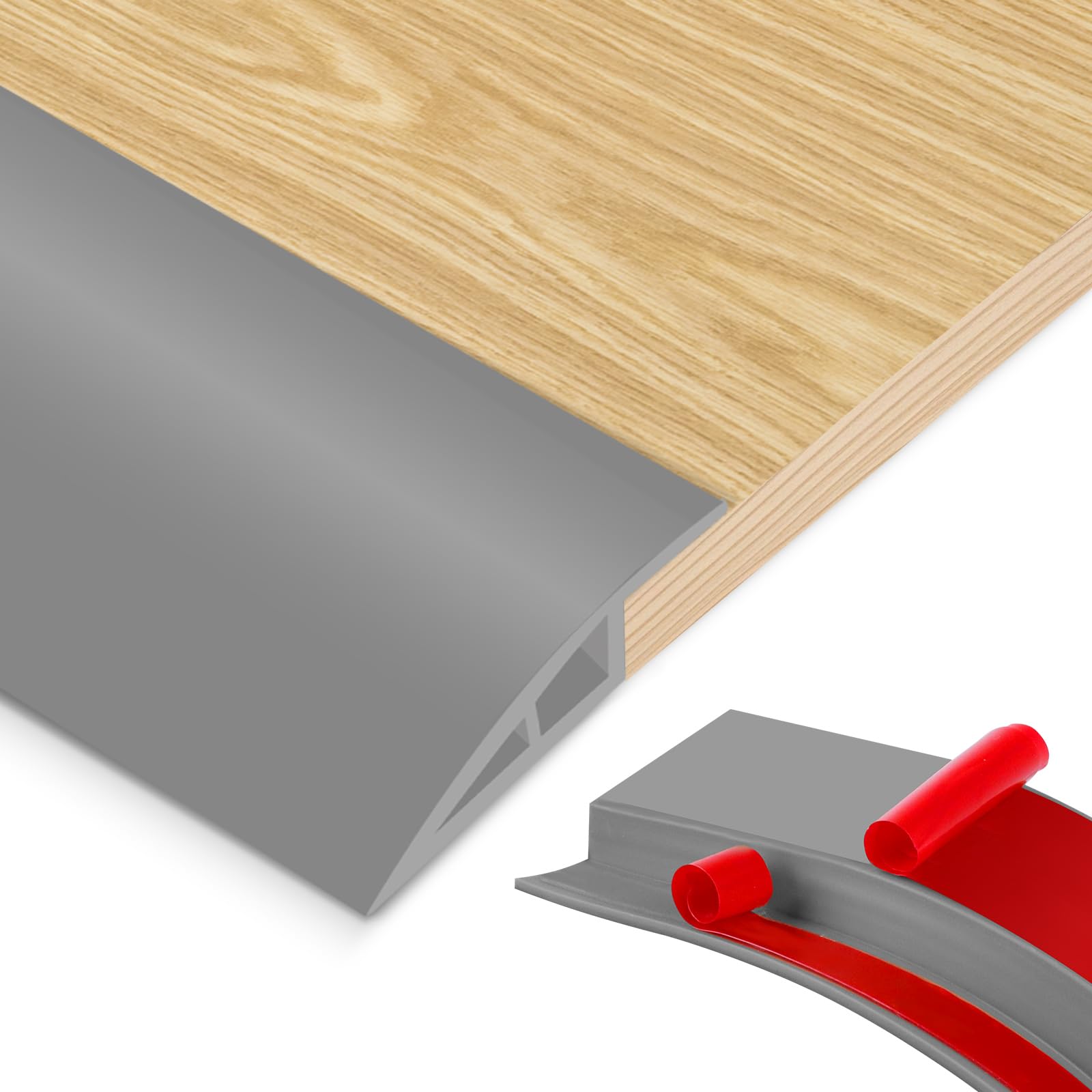 Floor Transition Strip Self-Adhesive Door Threshold Strips for Doorways, Laminate, Carpet, Bridges 10-15mm Height Gaps, Flat Flooring Edge Trim for Doorways