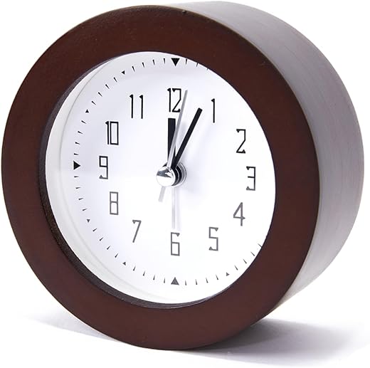 Wooden Analog Alarm Clock Silent Non Ticking Desk Clock Battery Operated Table Clock with review