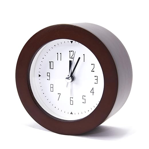 Wooden Analog Alarm Clock Silent Non Ticking Desk Clock Battery Operated Table Clock with product