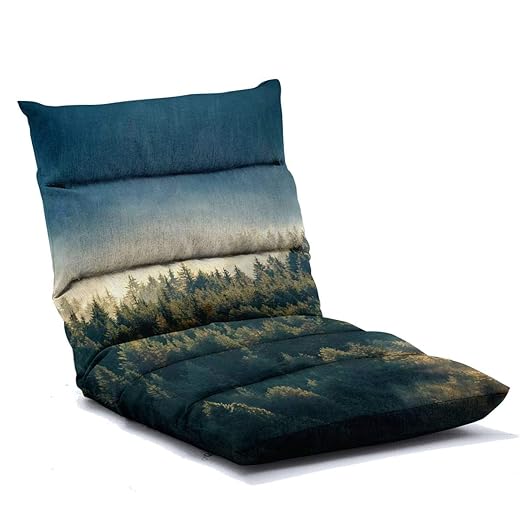 Floor Lounger Adjustable Floor Chair Misty pinemountain Slope Nature Reserve Memory Foam Folding Floor Sofa Lounge Chair for Adults Home Office Reading Watching Gaming