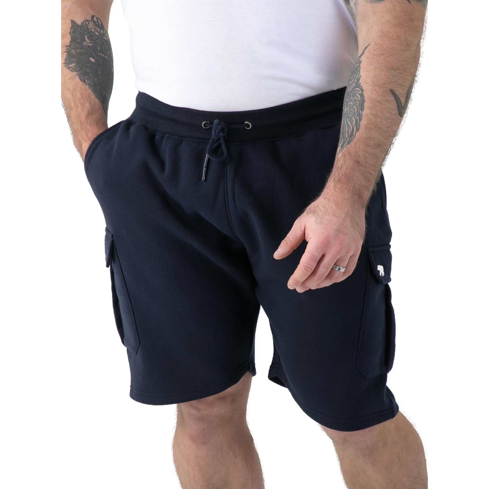D555 Mens Robinson Big & Tall Fleece Cargo Shorts - Navy - 8XL