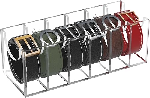 GTI Organizador de cinturón, organizador de cinturón de acrílico con 6 compartimentos para armario y cajón, vitrina para corbata, corbatín y