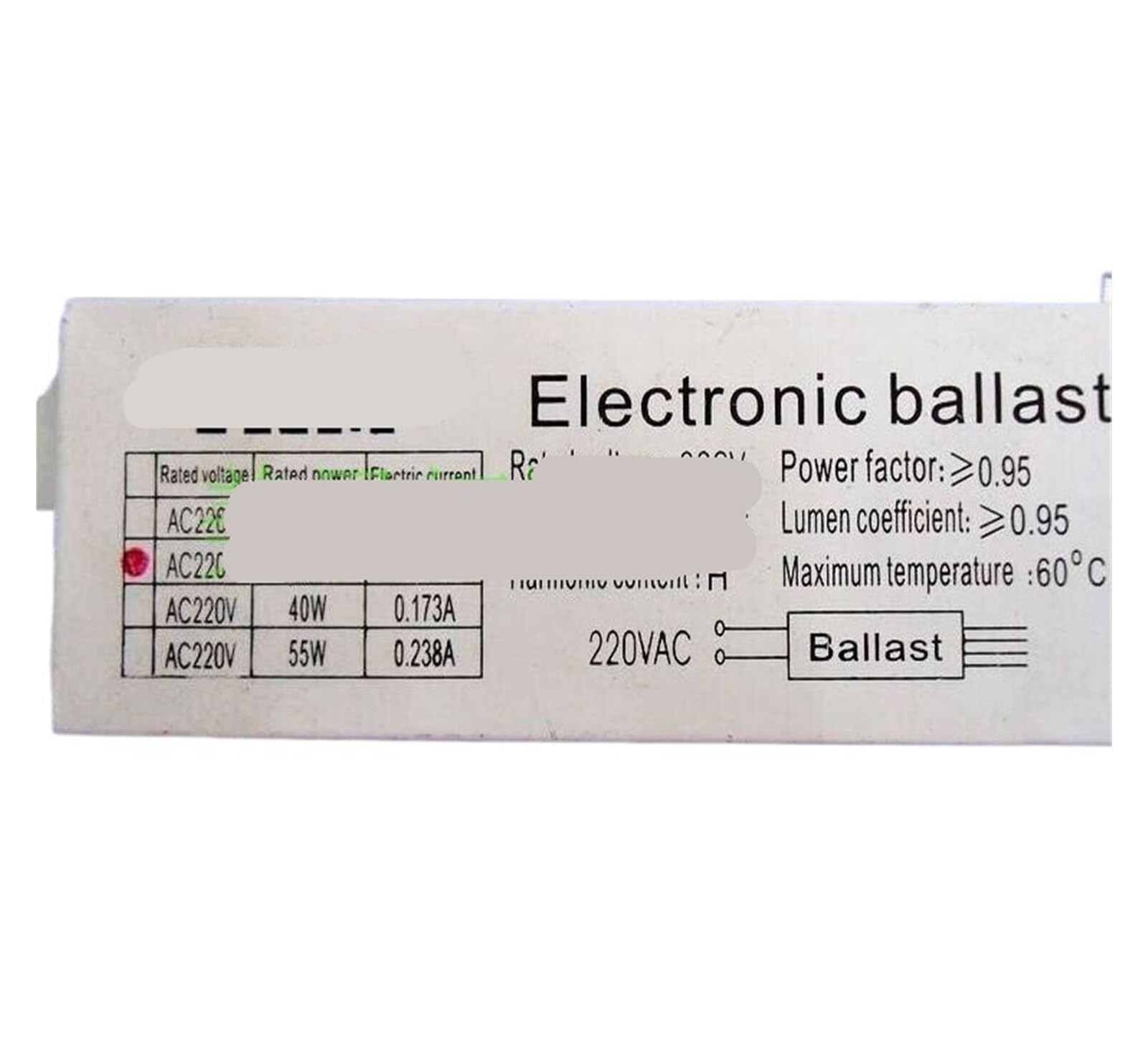 Ballast électronique 36W tube H alimentation plafonnier AC 220V 50Hz