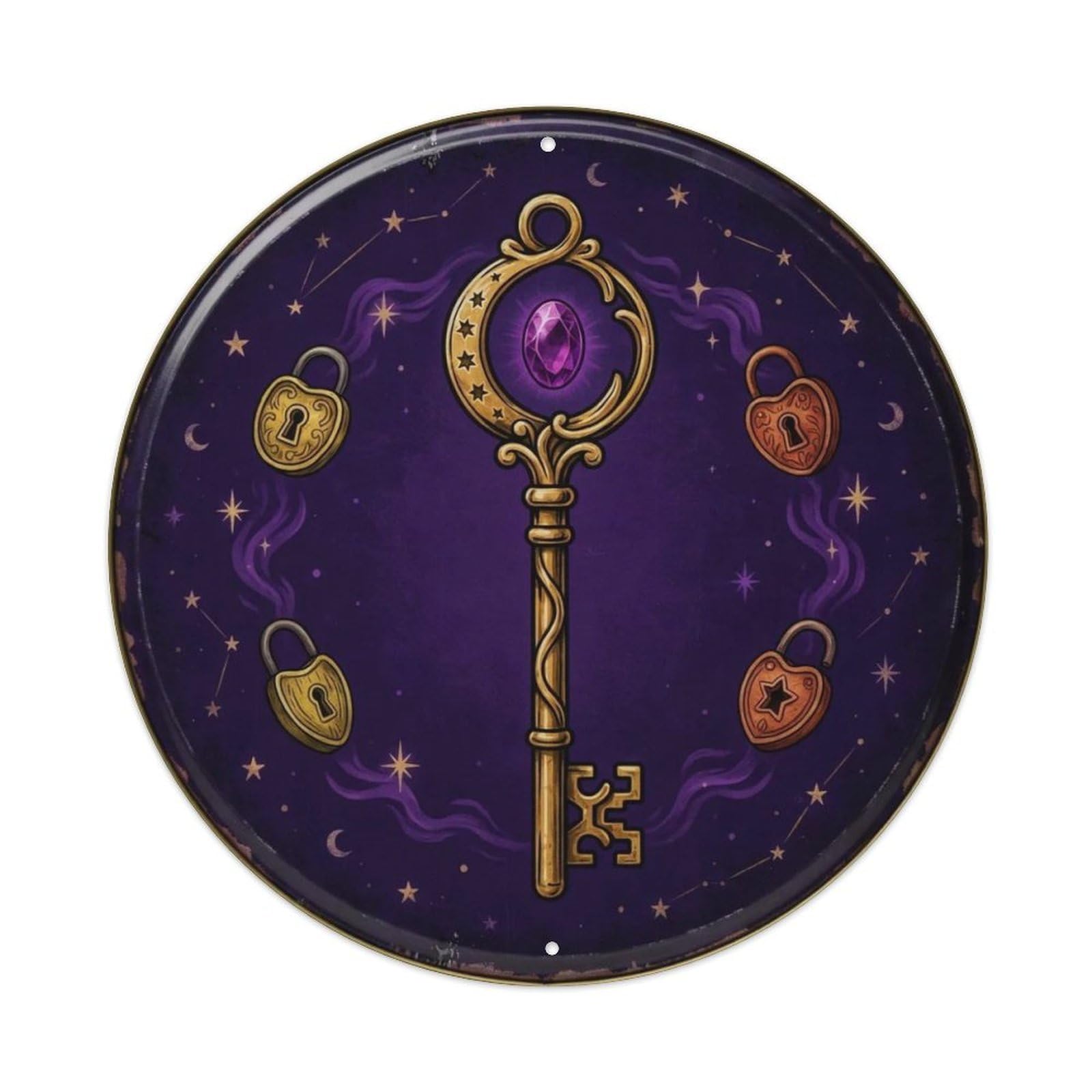 Bunny Moon Swing Fairytale Round Metal Tin Sign Plaque