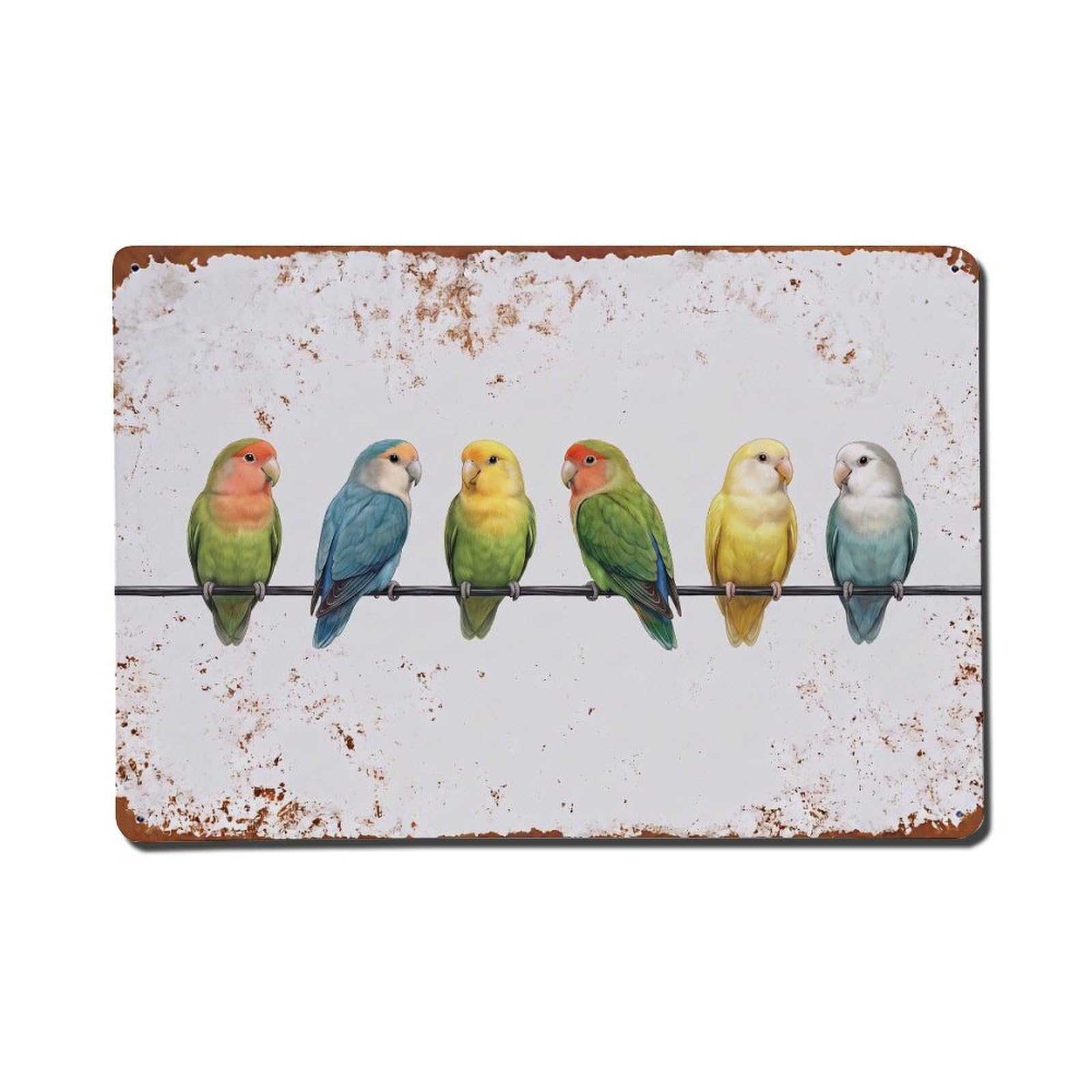 Vintage Retro Birds Lovebird Metal Tin Sign