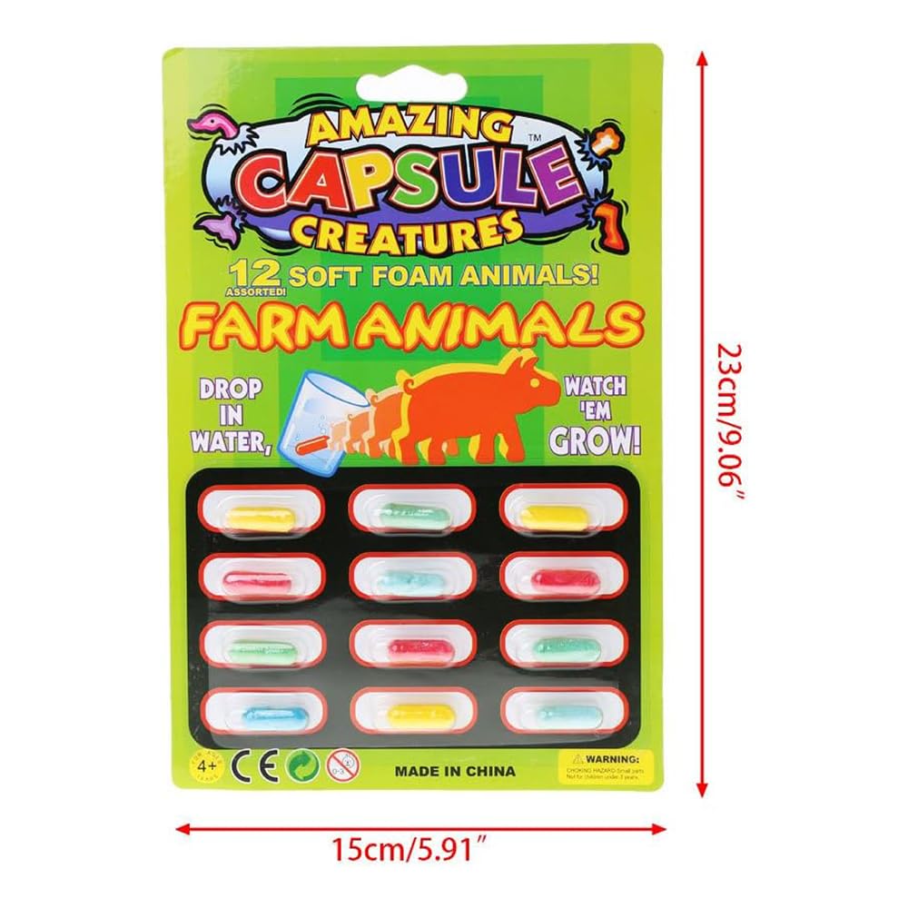AEC Buko Amazing Creatures Grow in Water Soft Animal Magic Capsule Perfect for Kids Animal and Creature Learning, Novelty Return Gifts for Birthday Parties (Pack of 4(Farm Animals)) 2