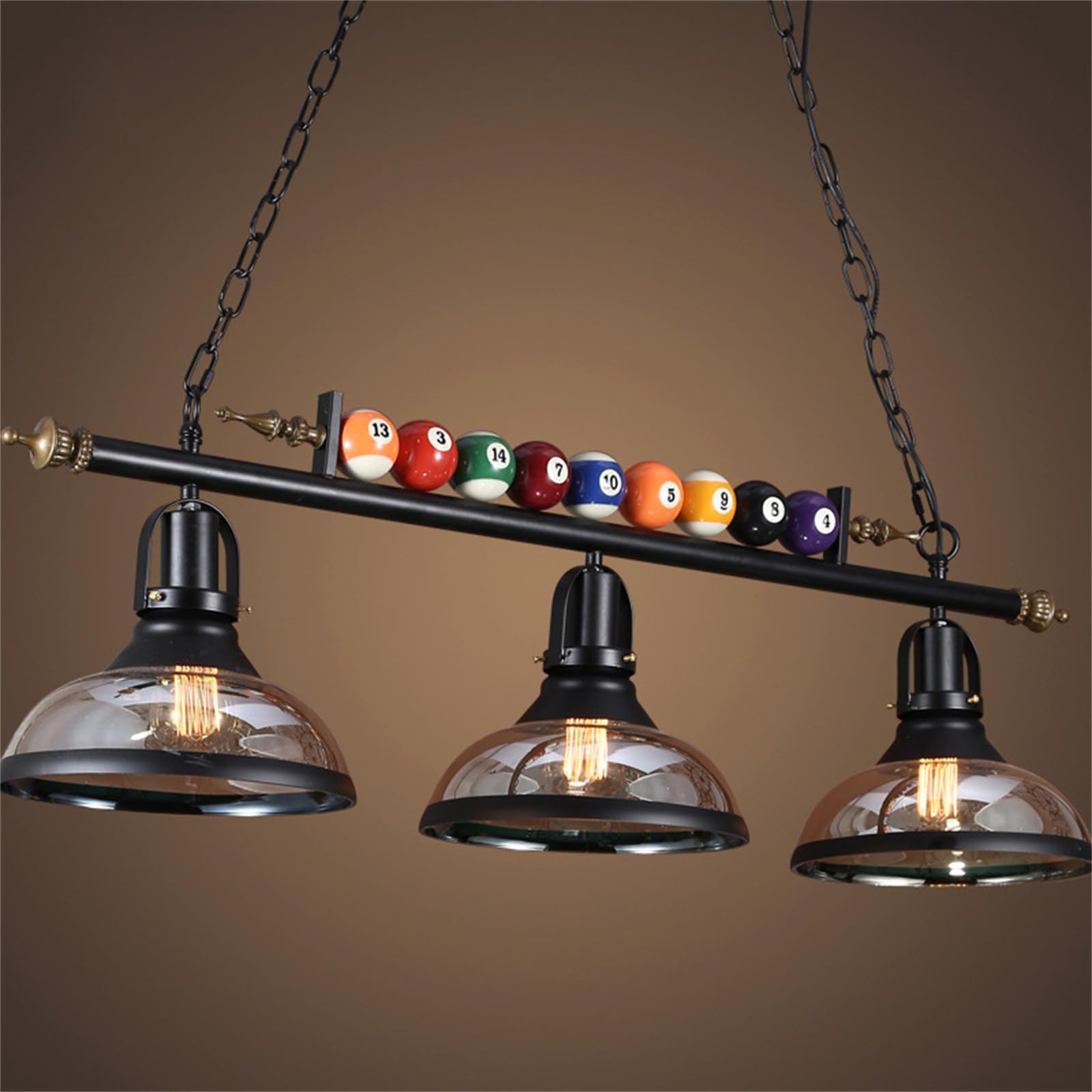 Regulowana lampa wisząca na stół bilardowy, industrialny styl vintage, 3 światła, idealna do bilarda, snookera lub kuchennej wyspy.