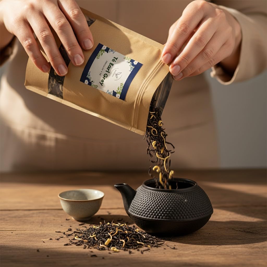 Té Earl Grey (Camellia sinensis) getrocknet lose 1000 g – für Kräutertees, 100% natürlich, ohne Zusätze – La Herbera