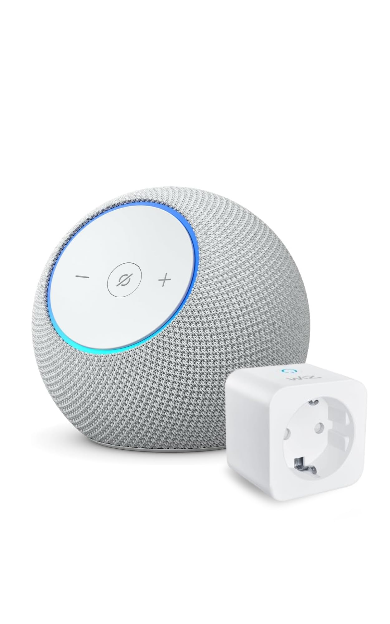 Amazon Echo Dot Max (ultimo modello) | Bianco ghiaccio + WiZ Presa intelligente, compatibile con Alexa - Kit di base per Casa Intelligente