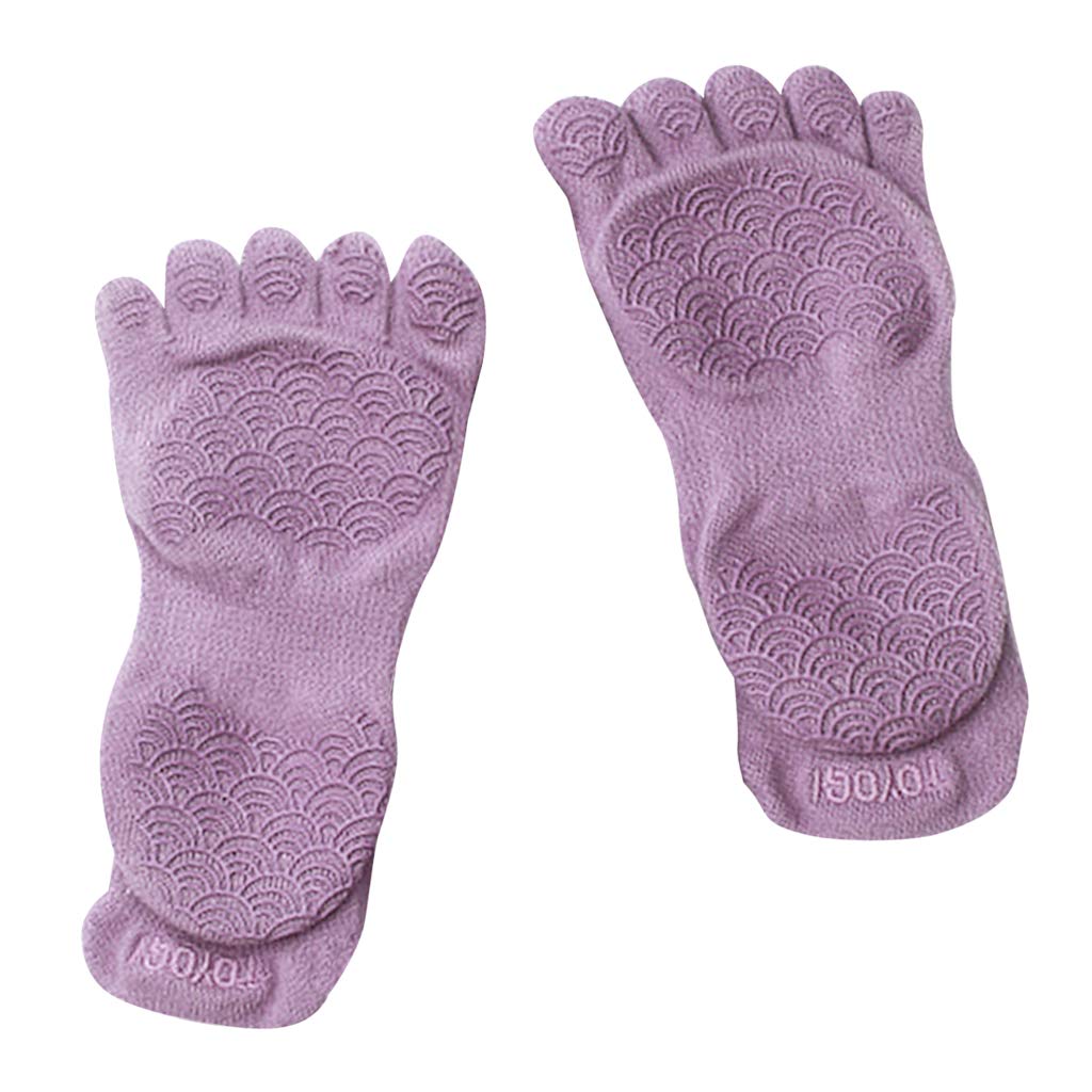 Calcetines de yoga para mujer, de algodón, suela antideslizante, forro de entrenamiento, color gris, talla M