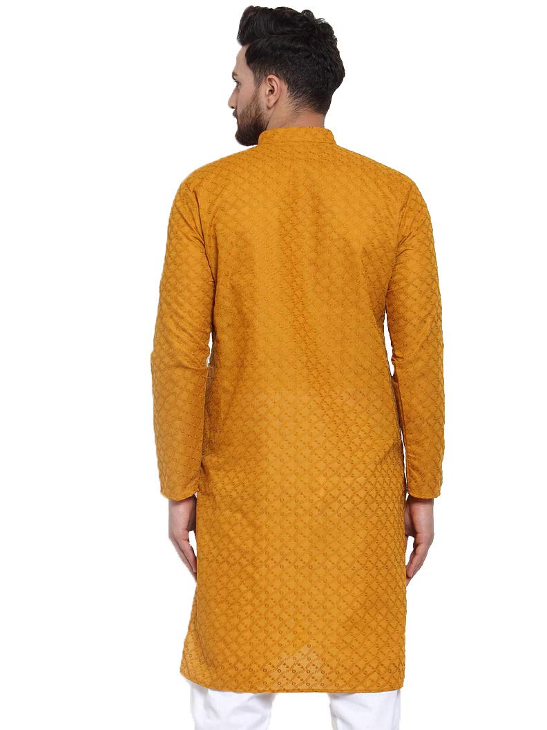 Jompers Men's Chicken Cotton Kurta. (Mustard, Xxl)
