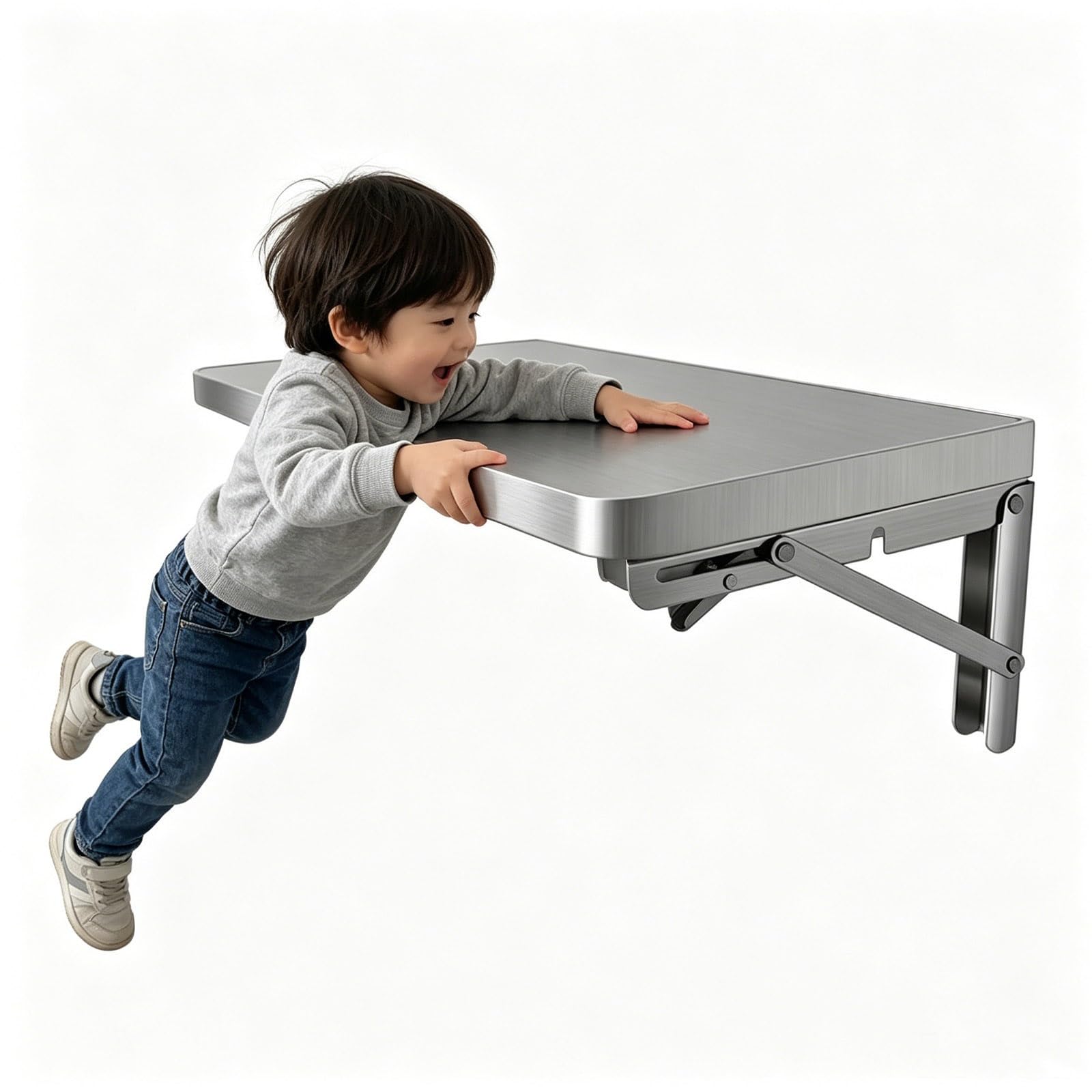 Mesa plegable de pared para cocina, de acero, con soportes (16-71 pulgadas), ahorro de espacio para uso doméstico y de oficina