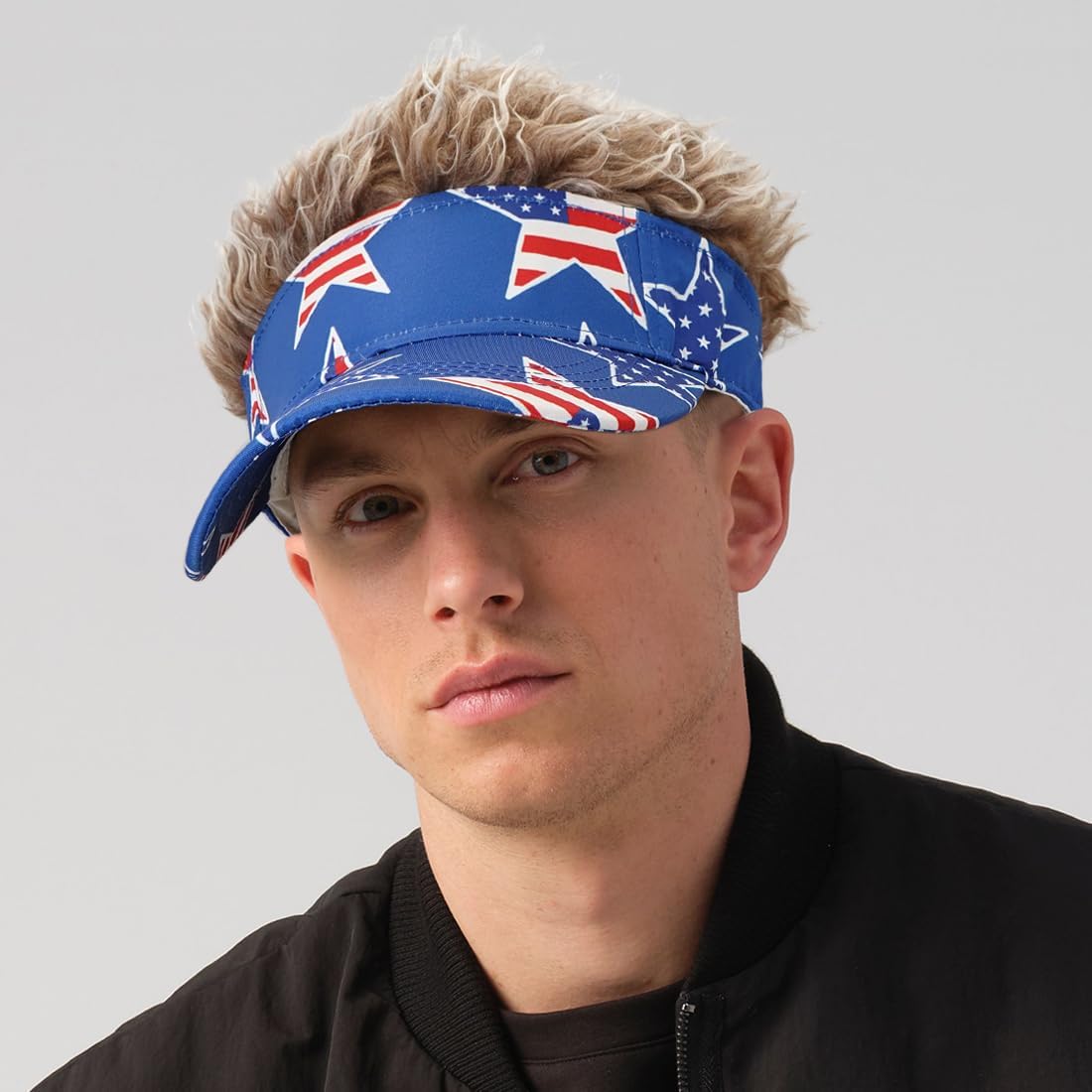 Mens Visor Cap Wig Spiked Adjustable Baseball Cap Golf Hats - Image 7