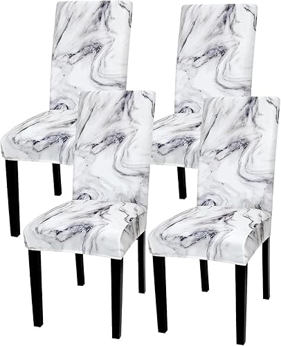 Gibelle Juego de 4 fundas para sillas de comedor de elastano, elásticas para sillas de comedor, extraíbles y lavables, fundas de asiento para sillas