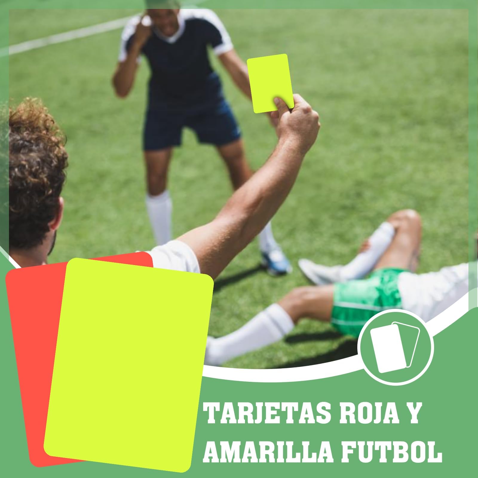 Kit de Tarjetas Árbitro Fútbol Rojas y Amarillas con Silbato Profesional, Papel, Lápiz, Brazalete de Capitán