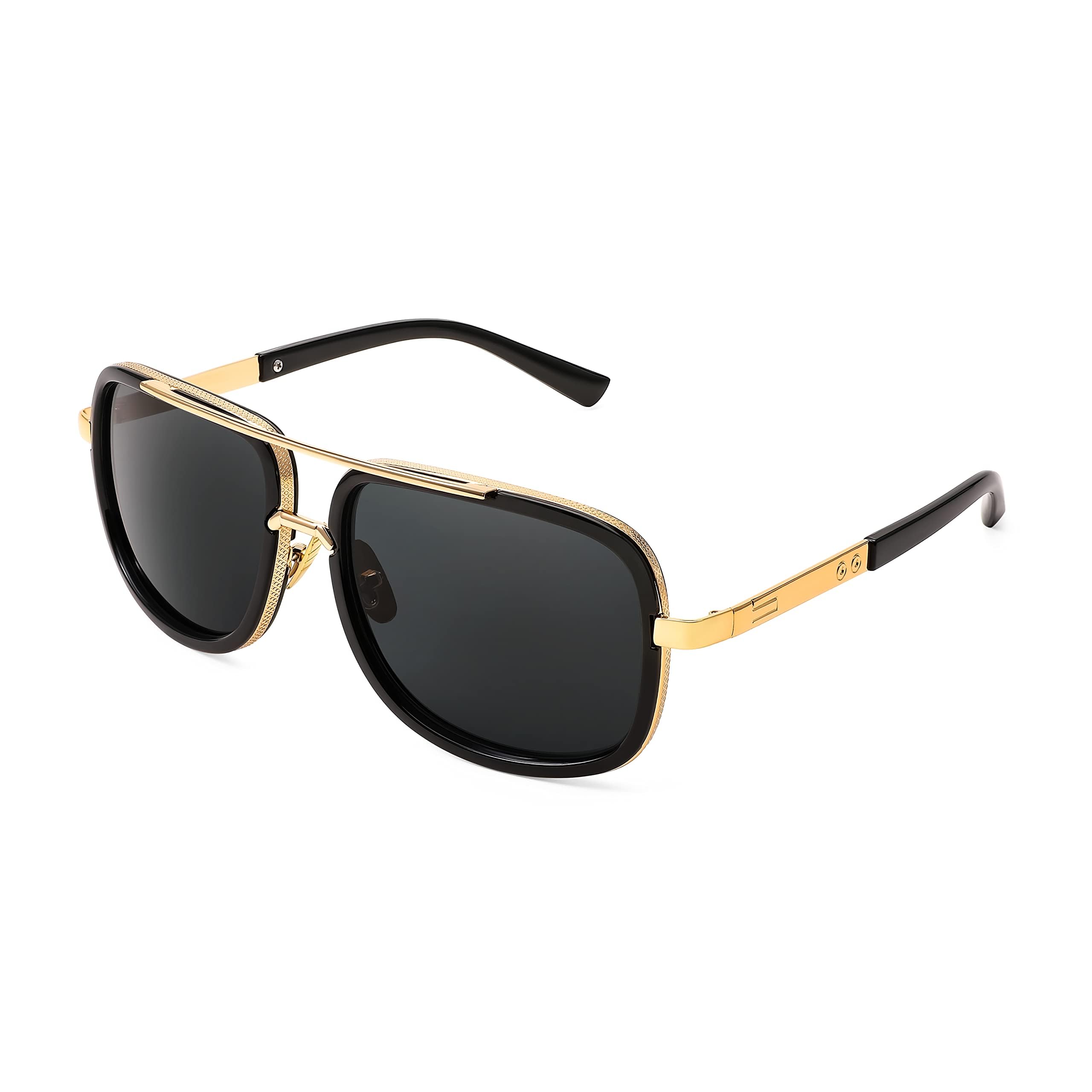 Retro Trendy Aviator Sunglasses Women Men Classic Vintage Square Sunglasses 70s Large Metal Shades E1079-image-15