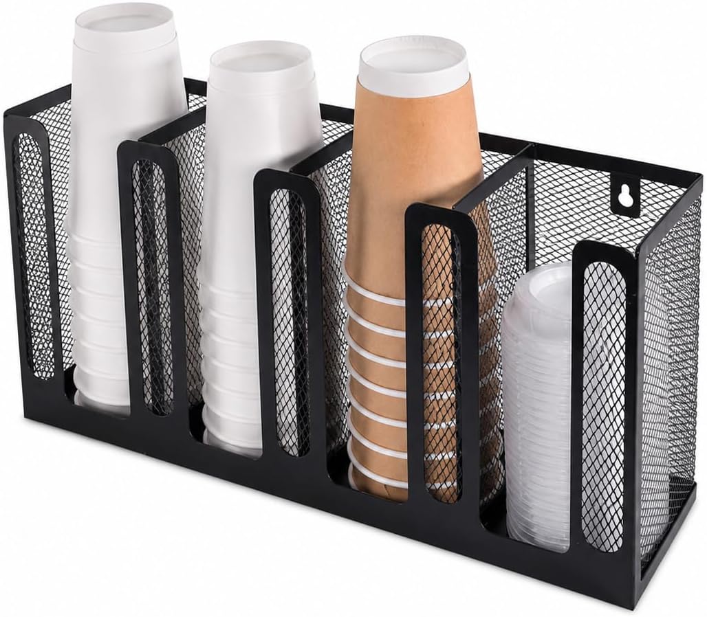 Metal Coffee Cup Dispenser Cup And Lid Holder Cup Organizer Lid Holder With Straw Holder