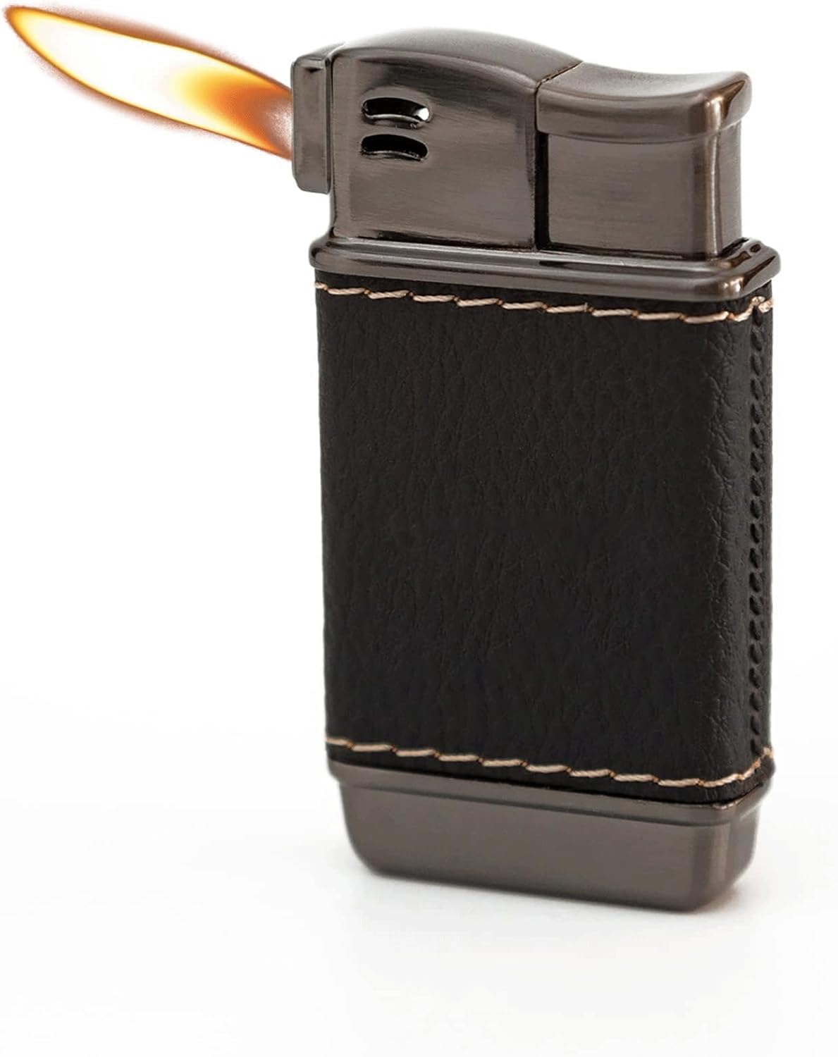 Briquet à flamme souple en cuir noir chic et robuste