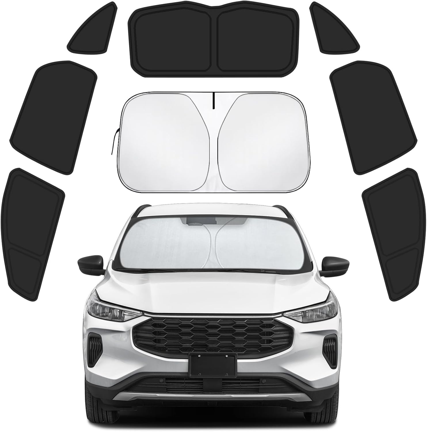 Car Window Shades for Ford Escape 2020-2025 Accessories - Full Set 8PCS Side Window Sunshades with Memory Frame & Blackout Fabric, Privacy UV Shield for Camping/Travel