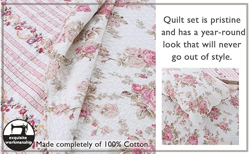 image for Cozy Line Home Fashions Romantic Pink Peony Floral 100% Cotton Reversi