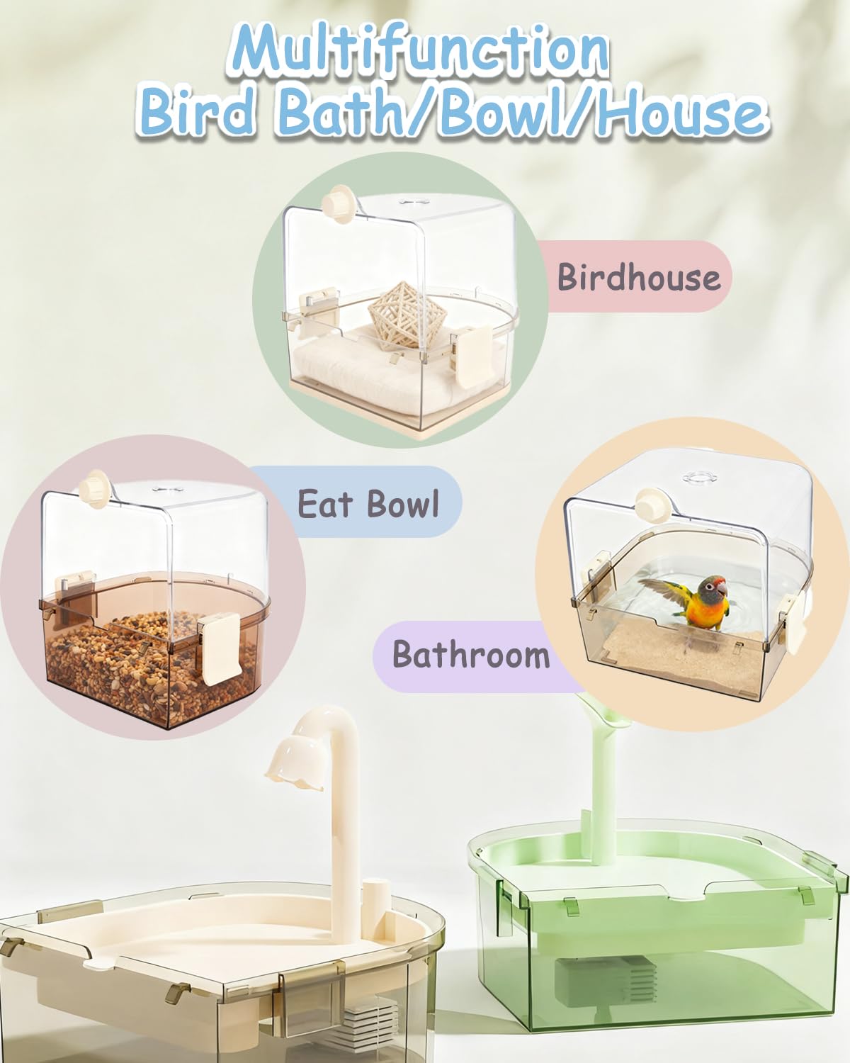 Bird Bath Shower, Bird Bath for Cage with Faucet, Parrot Shower Bathtub Parrot Automatic Bathing Box, Bird Baths for Parakeets, Ferret, Budgie, Goldfinch, Cockatiel, Lovebird and Small Birds (Orange) - image 7