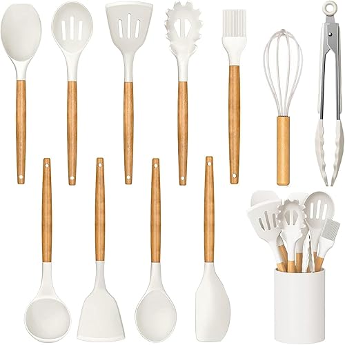 Juego de utensilios de cocina de silicona para cocina, cucharas, espátulas, espátulas, accesorios, utensilios de cocina resistentes al calor para
