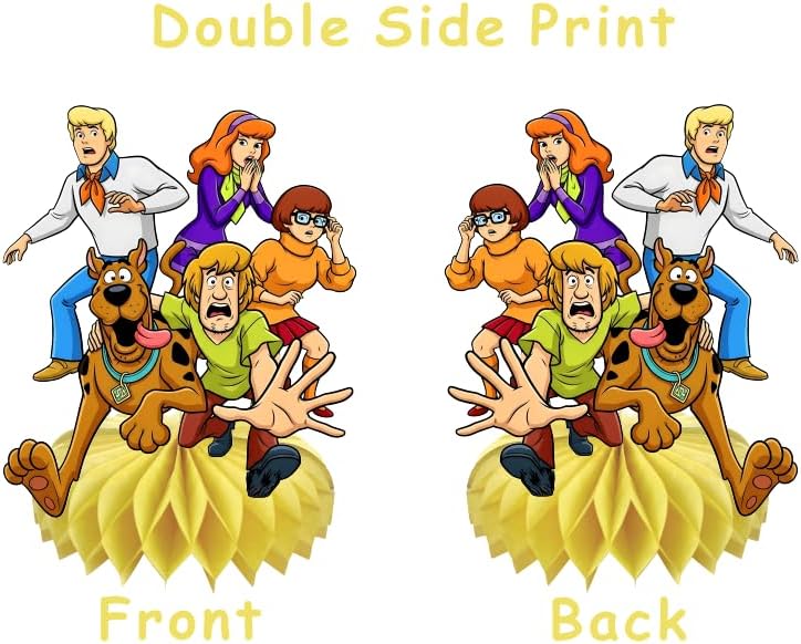 8Pcs Scooby Dog Honeycomb Table Centerpiece Scooby Dog Birthday Party Supplies Table Decorations for Kids Party Decorations