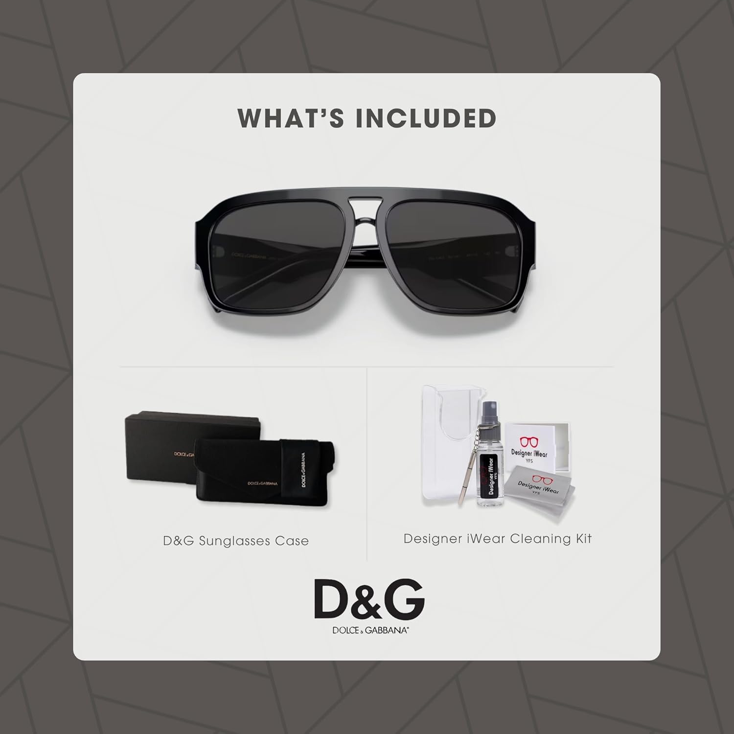 Dolce and Gabbana DG4403 501/87 58MM Black/Dark Grey Aviator Square Sunglasses for Men +BUNDLE with ACCESSORY EYEWEAR KIT - Image 2